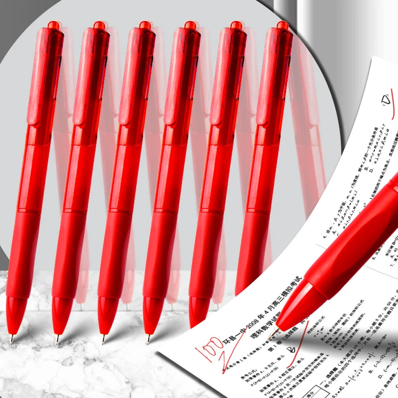 School Office Writing Pen 0.5mm Quick-dry Red Gel Ink Press Pen for Smooth Signature