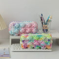 Creative Large Capacity Kawaii Stationery Pencil Case in 4 Rainbow Colors Polyester Pencil Bag