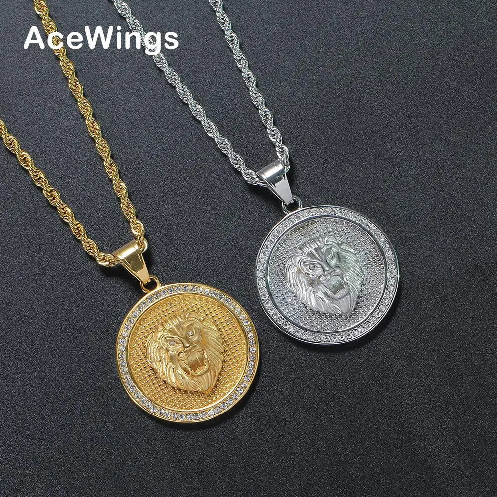 SN270   Stainless Steel Jewelry Hip Hop Zircon Pendant Necklace