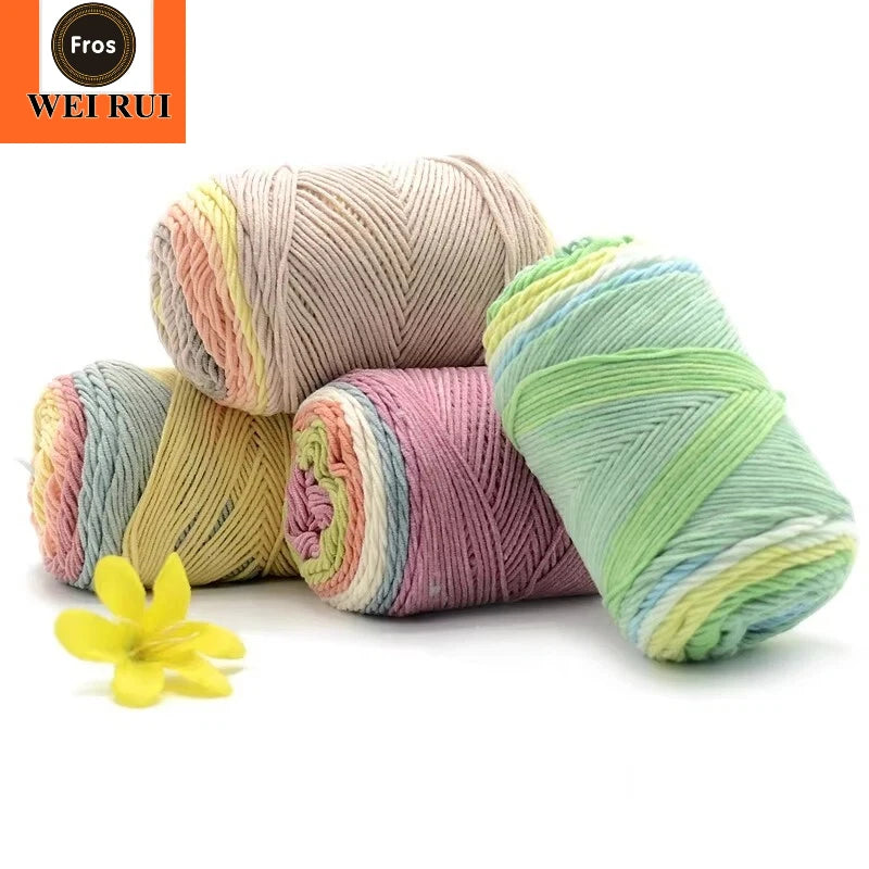 100G 5Ply Soft Multi Color Crochet Yarn Cotton rainbow Cake Yarn Acrylic Cotton Blend Yarn