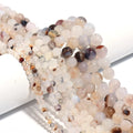 Black Flower Agate Natural Stone Beads Unpolished Smooth Gemstone Gem Strand Round Loose Beads for Jewelry Making