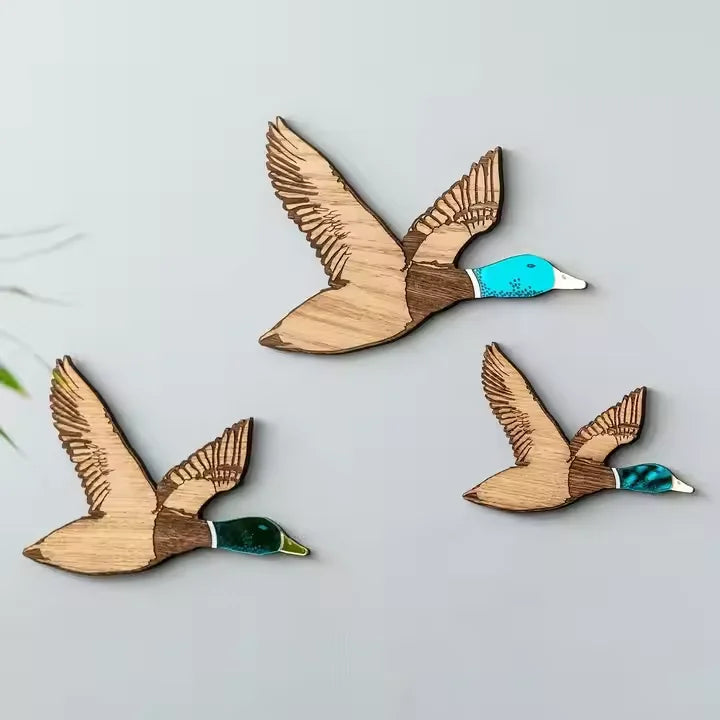 Flying Ducks Flying Duck Wall Hanging Wooden Duck Decoration Wall Decoration Pendant Wooden Craftwork Customizable