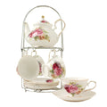 Porcelain Tea Sets British Royal Series with Teapot Sugar Bowl Cream Pitcher Teaspoons Suitable for Wedding Party