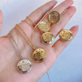 NZ1311 New Dainty Chic Gold CZ Diamond Micro Pave Round Picture Locket Photo Medallion Chain Necklace for Women Ladies
