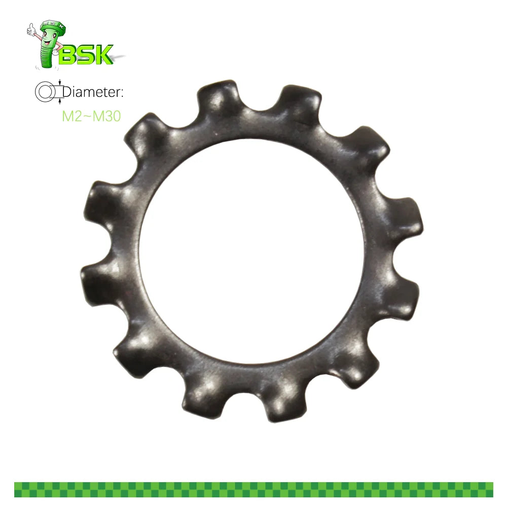 Stainless SteelCarbon Steel DIN 6797 Metric M2 to M30 Tooth Serrated Lock Washers Toothed Lock Washers Shakeproof Gasket