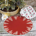 Modern Christmas Boho Rug Non-Slip Soft Red Xmas Tree Machine Weaved Washable Circle Floor Carpet for Home Kitchen Living Room