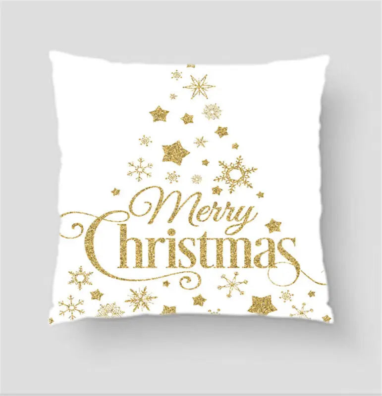 45 x 45 cm Christmas Gold Printing Pillow Case Sofa Throw Cushion Cover Sofa Home Xmas Decor
