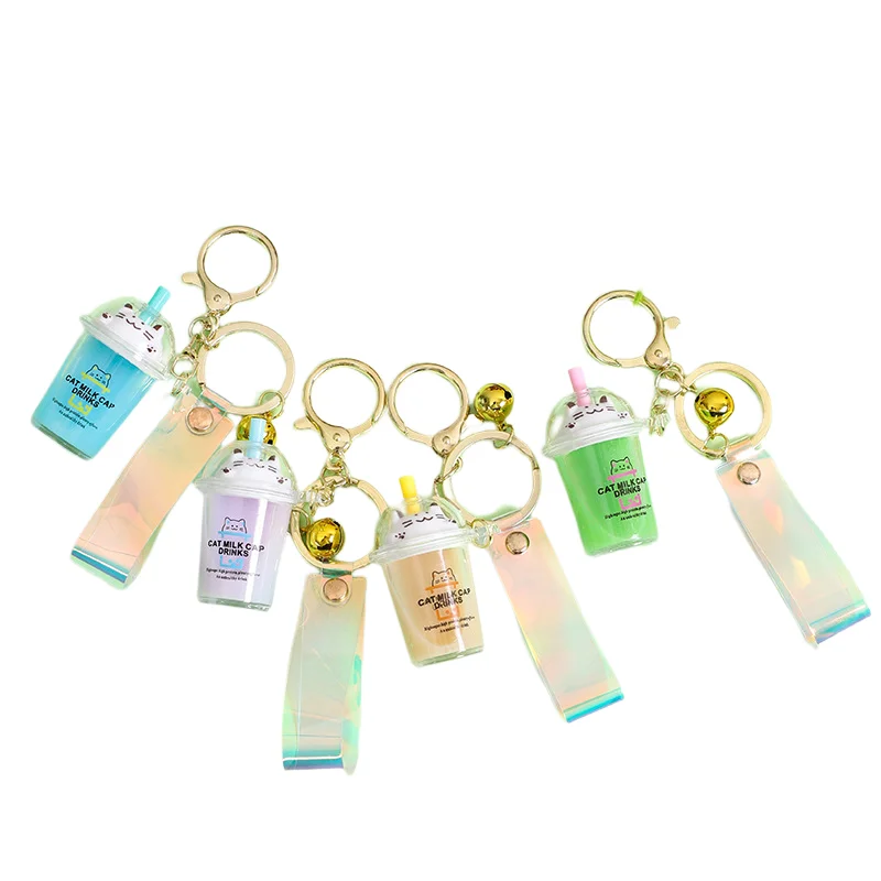 BSBH Promotional 2023 Tiny Bubble Tea Boba Cup Keychains With Liquid Quicksand