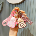 New Cat Cake Roll Cartoon Key Chain Cute Doll Car Key Chain School Bag Pendant Cartoon Key Chain