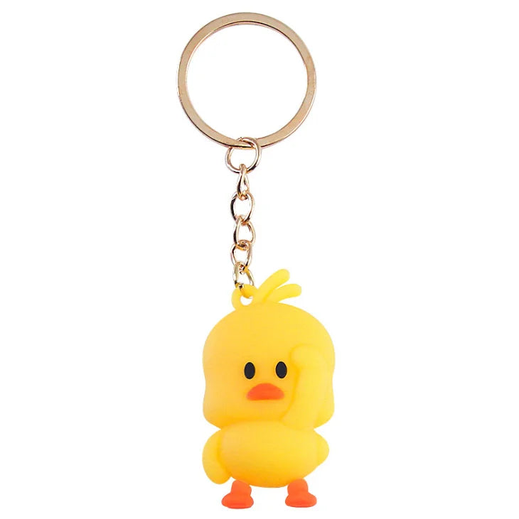 Hot Sales Web Celebrity with Yellow Duck Key Ring Pendant PVC Soft Plastic Cartoon Doll Yellow Duck Key Ring Wholesale TP-22153