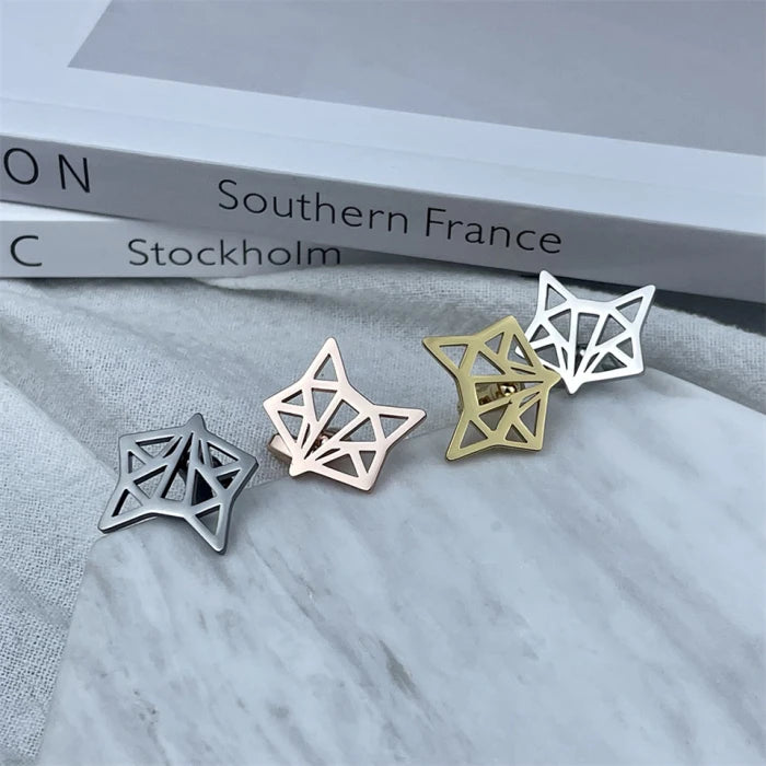 Animal Fox Head Stainless Steel Cufflinks for Wedding Engagement Custom Logo Options Unisex High Mirror Polish