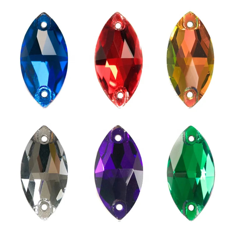 Superior Quality 3223 Navette Wholesale Sew on Crystal Glass Rhinestones Strass for Wedding Dresses Shoes Bag