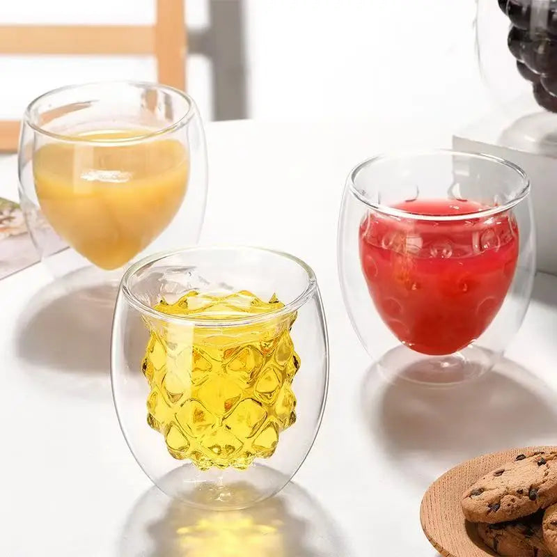 M Double Wall Glass Coffee Mug Cute Double Layer Glass Cup Glass Tea Cups Clear Cool Water Cup Aesthetic Glassware for Drinks