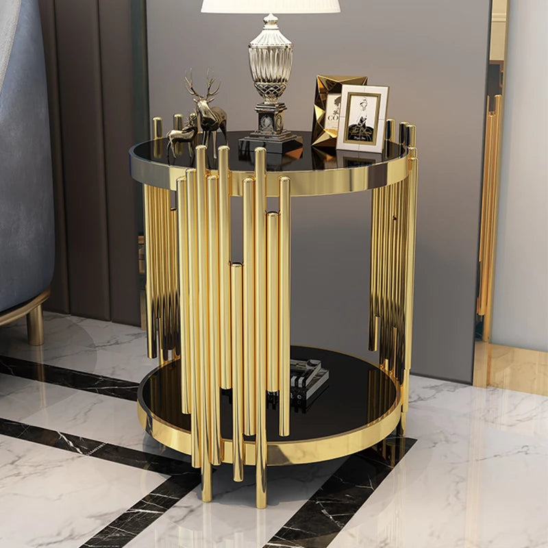 Hot Selling Stainless Steel Marble Round Table American Small Coffee Table Modern Minimalist Living Room Home Decoration