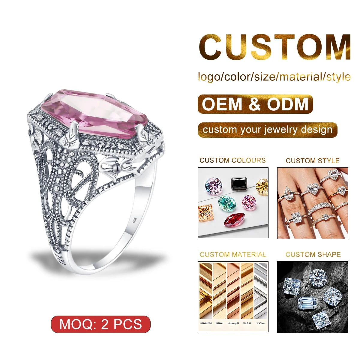 Vintage Gemstone Silver Jewelry Purple Amethyst Women Rings Silver 925