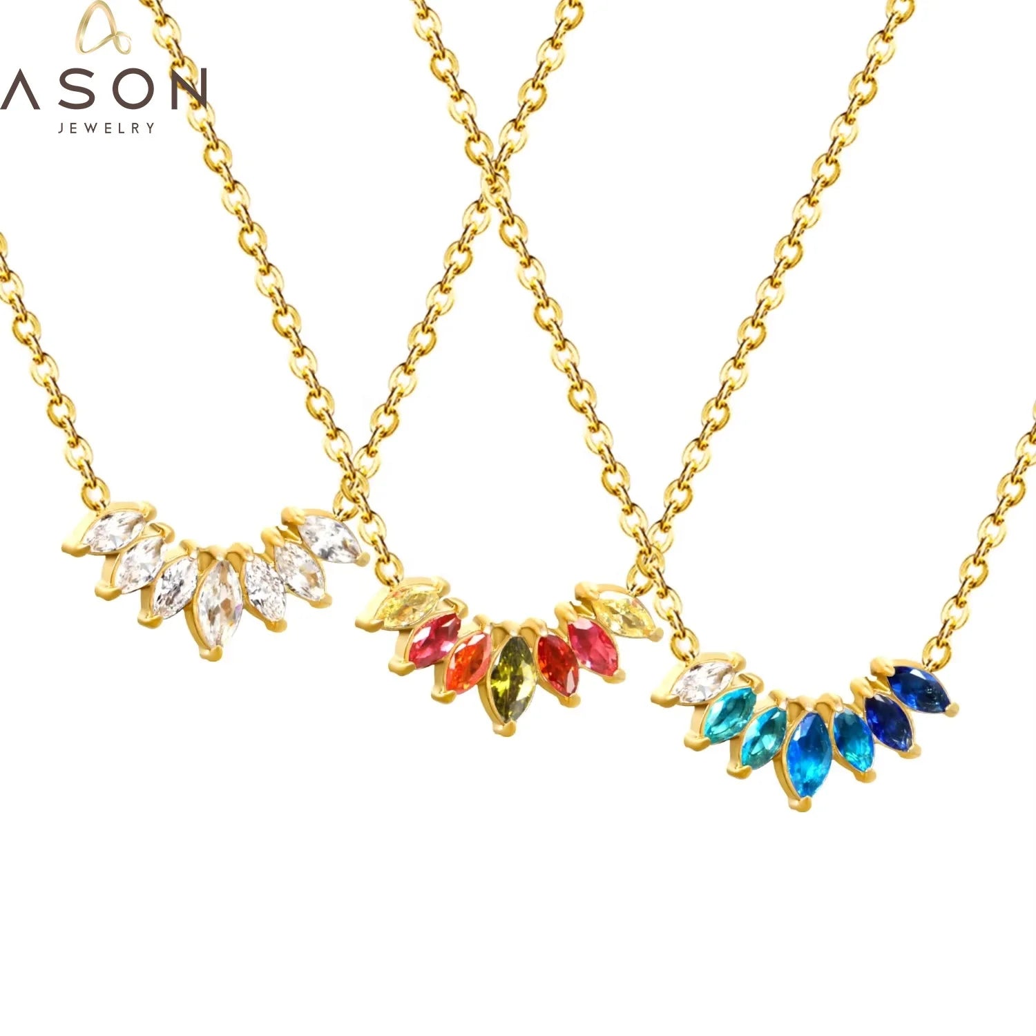 Ason Classic Style Zircon Necklace 18k 316 Stainless Steel Gold Plated Exquisite Women Accessories Vintage Jewelry for Girls
