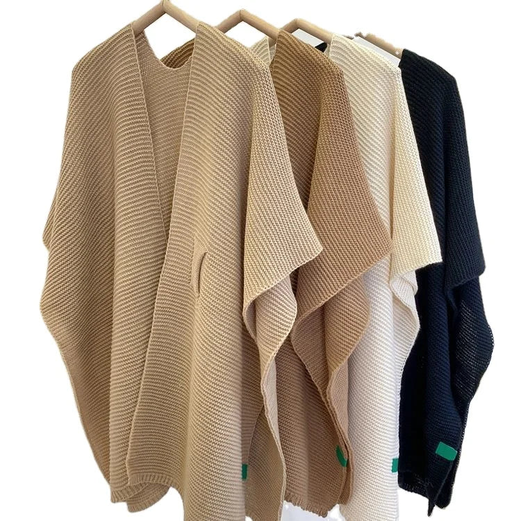 BESTELLA Solid Color Women Inner Mongolia Polyester Scarves Shawl Poncho Cape Winter Fashion Luxury Ladies Knit Scarf