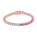 Factory Direct Sale Rose Gold 925 Sterling Silver Custom Hiphop Tennis Chain Moissanite Pink Sapphire Tennis Bracelet