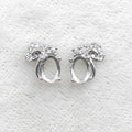Sterling Silver 5*7mm Semi Mount Stud Earrings Empty Frame Support Blank Setting S925 Base Without Center Stone for DIY Inlay