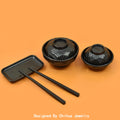 New Design 5pcs/set Black Miniature Tableware Chopsticks and Bowls for Diy Dollhouse Kitchen Table Setting