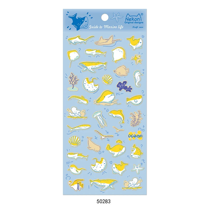 Nekoni Custom Cartoon Kawaii Cat Fish Stickers Sheet  Decorative Decals Adhesive Decals  for Kids Stickers