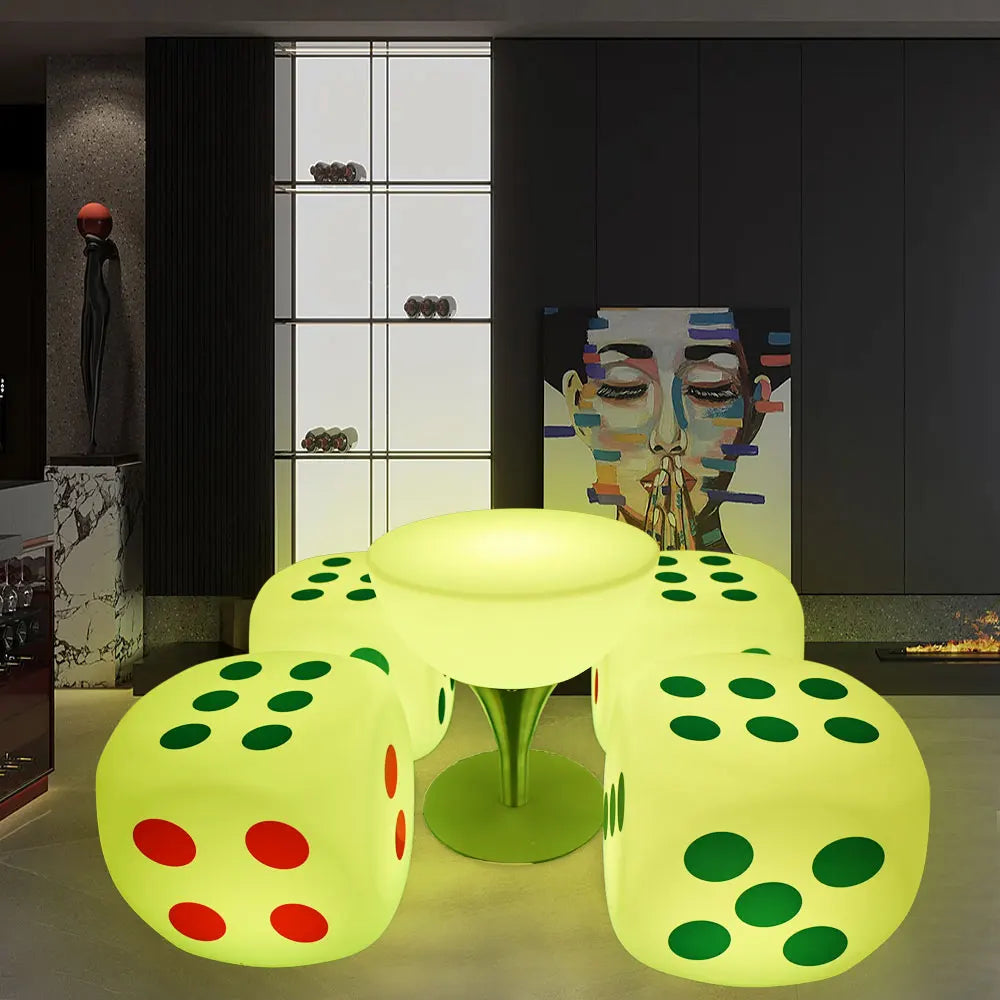 Custom Nightclub Bar Table and Chairs Illuminated Waterproof Furniture for Outdoor Parties and Home Use Color Change Set