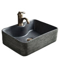 Jingdezhen Top Mount Rectangular Ceramic Porcelain Black Bathroom Sink Face Washing Basin 12L Capacity Eco-Friendly for Home