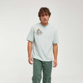 Men's Green Cotton Regular Fit Casual Breathable Short Sleeve O-Neck T-Shirt with Potato Design