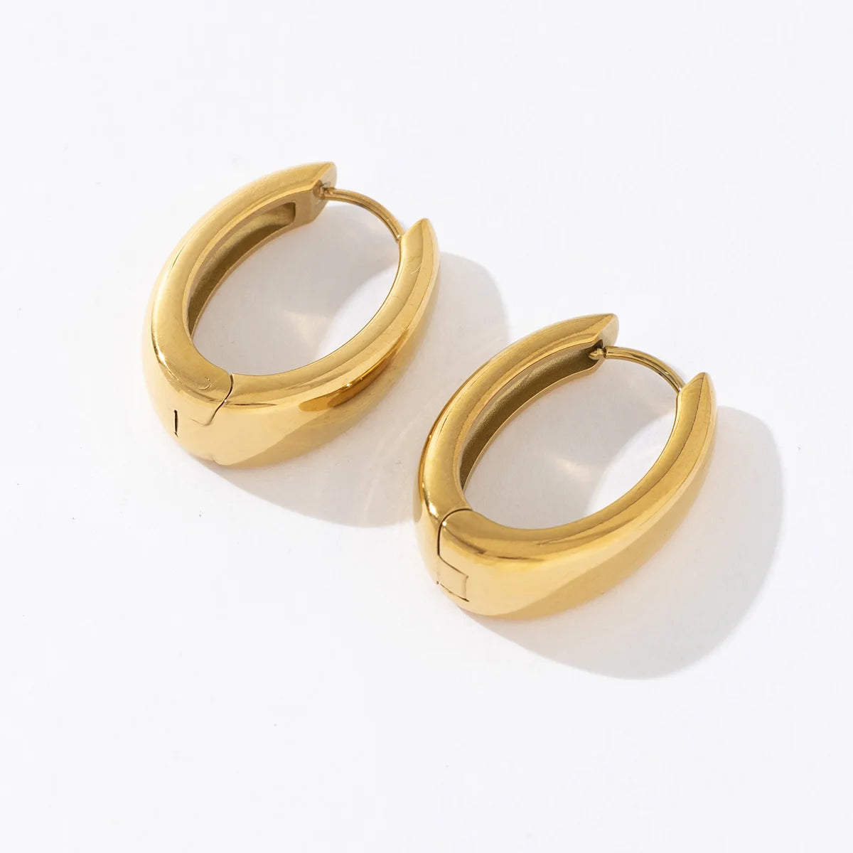 Elegant Trendy Simple Jewelry 316L Stainless Steel Plated 18K Gold Big U Shape Hoop Earrings for Women