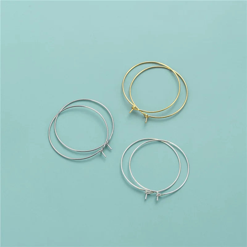 Wholesale Blank Big Circle Earring Findings 925 Sterling Silver Earwire Loop for Jewelry Making