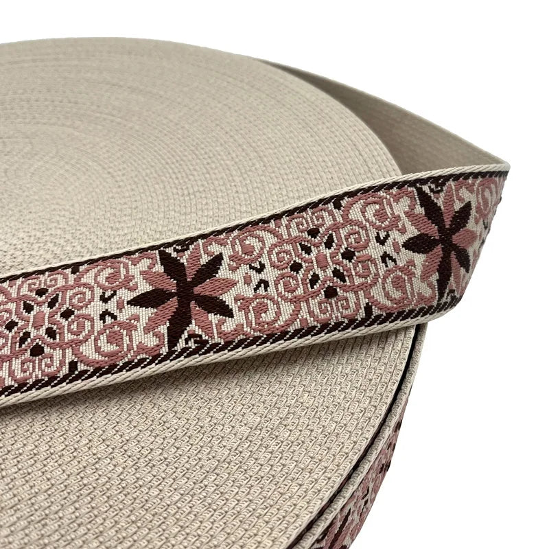 2022 Spring New Color Embroider Bag Strap 2'' Exquisite Pattern Design Flower Polyester Embroidered Strap