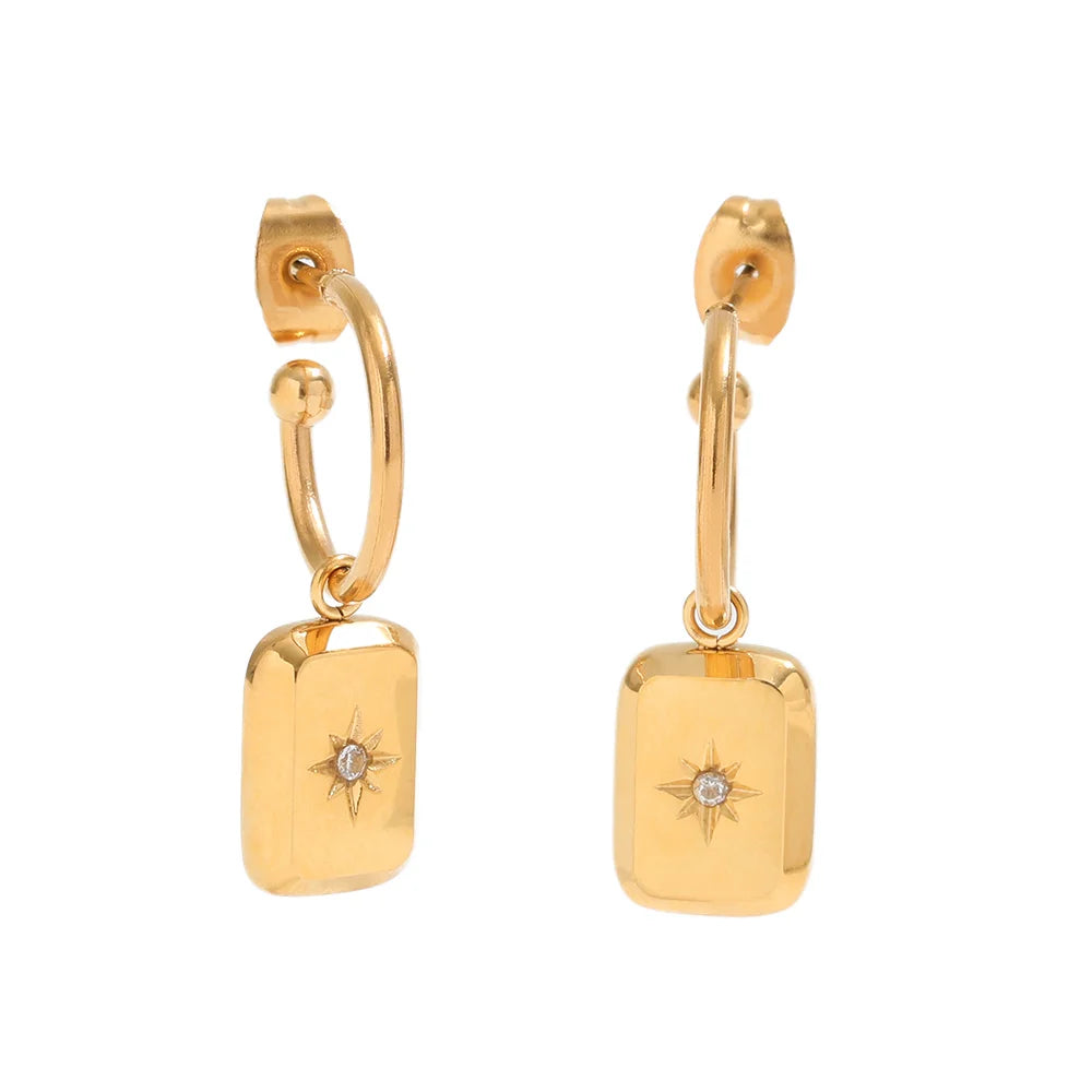 Fashion 18k Gold Plated Hypoallergenic Stainless Steel Hexagram Earrings for Women Trendy Geometric Fashion Jewelry Wholesale