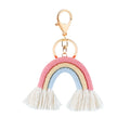 Fashion Gold Plated Metal Rainbow Shaped Keychain Bohemian Rainbow Silk Thread Tassel Key Chain
