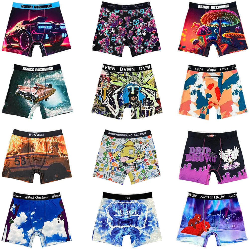 Online Popular Custom Logo Elastic Band Plus Size Men Underwear Sublimation Print Men Boxer Shorts Quality Organic Boxer Briefs