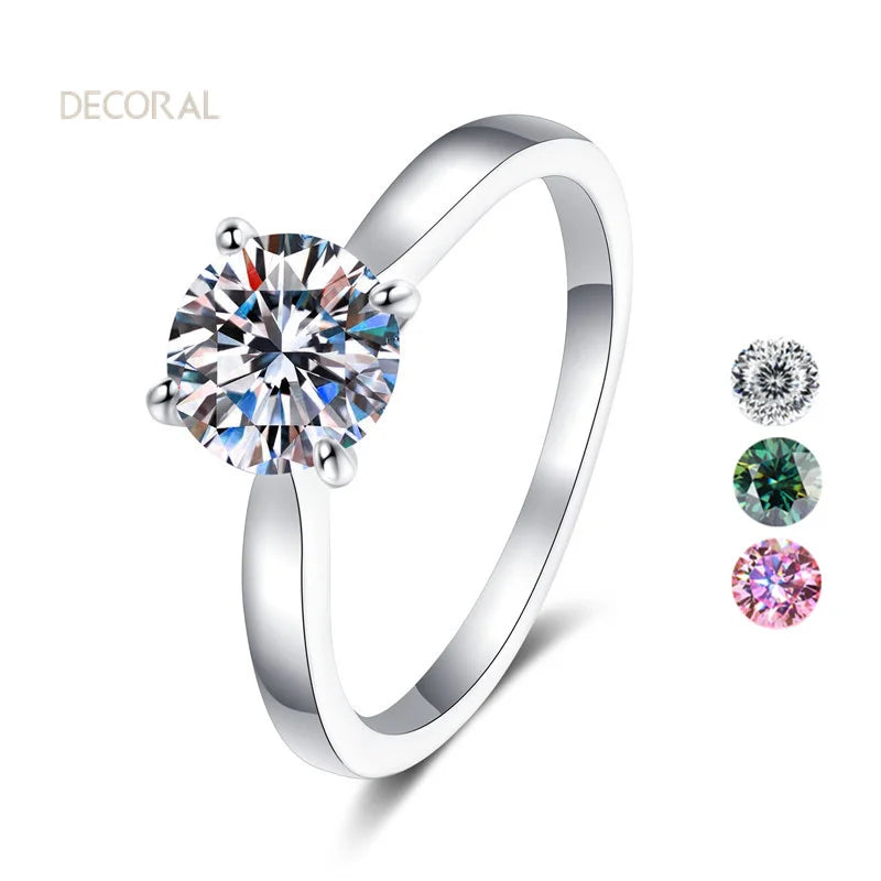 Cheap Diamond PT950 Plated 925 Sterling Silver 0.5/1/2 Carat Vvs Four Prong 18k Gold Moissanite Ring for Women
