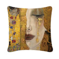Van Gogh Oil Painting Linen Square Pillow Abstract Artistic Backrest Sofa Cushion Mucha's Beautiful Girl Sunflower Hotel Pillow