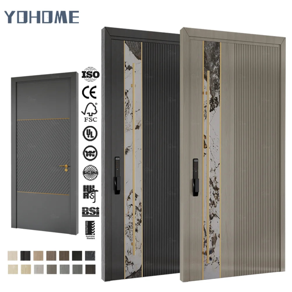 China Top Manufacturer Composite Wooden Doors for Houses Modern Exterior Entry Door Exterior 5x8 Pivot Exterior Door Modern