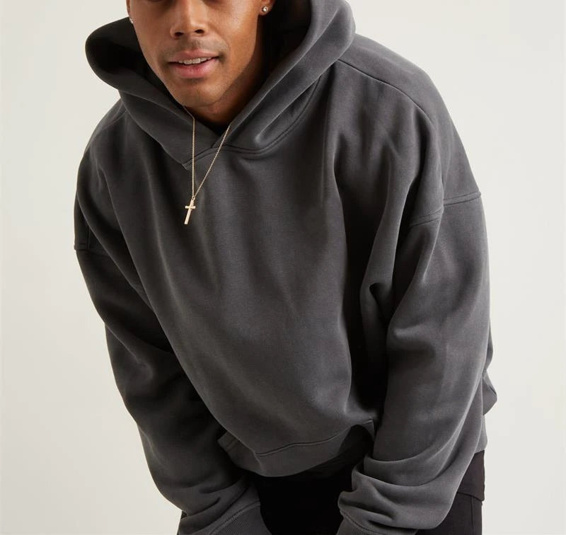 Custom Heavyweight Men Oversized Hoodie Manufacture Heavy Cotton 100% 500gsm French Terry Hoodie No String Puff Printing Hoodie