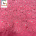 Dresses Women Elegant Coiling Embroidery Watermelon Red 3d Flower Pearls Beaded Applique French Bridal Lace Fabric