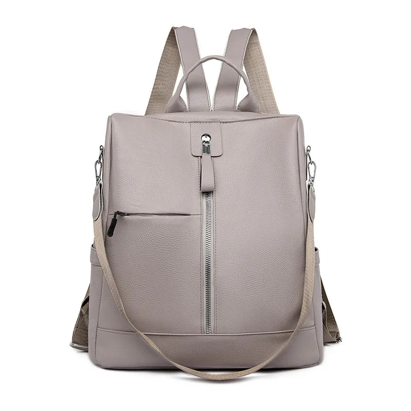 Custom Made Oem Travel Fashion Running Cheap Grey Leather Rucksack Womens