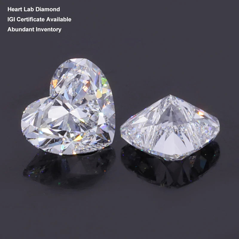 Starsgem HPHT CVD Lab Diamonds Loose Heart Shape 3 Carats E Color VVS VS Lab Grown Diamond
