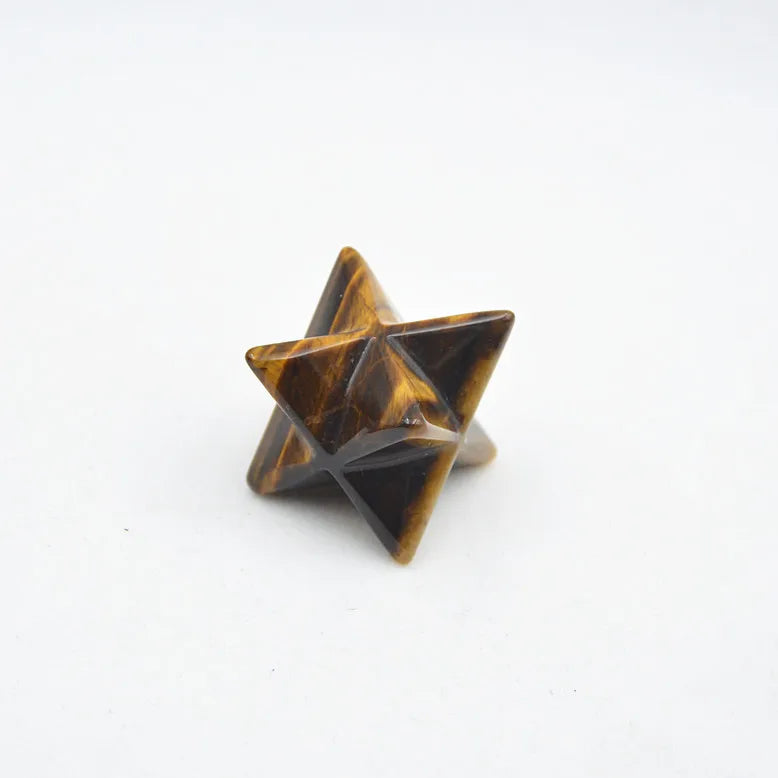 Huiying Natural Crystal Carving Agate Yellow Tiger Eye Crafts Merkaba Stars