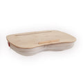 Cooling Cushioned Bamboo Lap Desk for Travel Portable Laptop Desk for Working Reading Eating Comfortable Built-In Cushion for