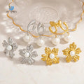 SUMMLY Vintage Wholesale Personalized Trend Flower Charm 18K Gold Plated Stainless Steel Earrings Fashion Jewelry