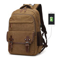 Best Vintage Tan Brown 25L Small Waterproof Canvas Away Daypack Backpack for Men Travel With Usb Charging Port