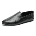European Men Genuine Leather Foldable Wallet Shoes Ostrich Pattern Slip on Loafers Soft Sole Comfortable Round Toe Casual Shoes
