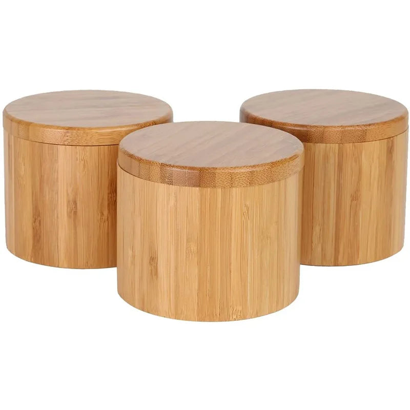 Wooden Portable Tea Storage Tank Modern Luxury Style 90x76mm Household Grain Storage Barrel Salt Box Spice Box