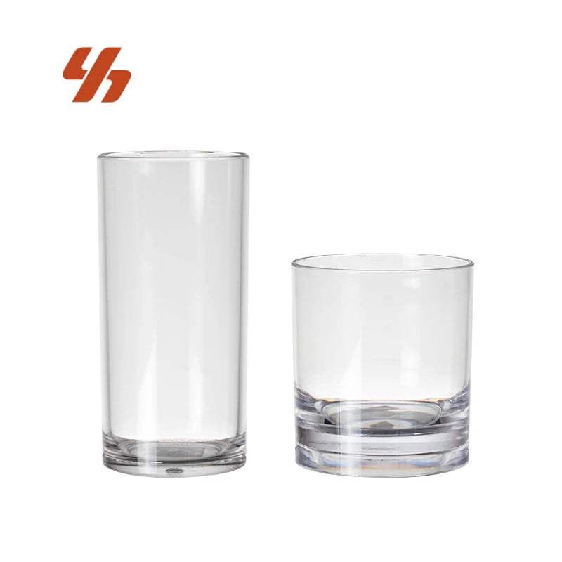 Wholesale Whiskey Glasses Tumbler Beer Rock Drinking Cup Plastic PC Acrylic Unbreakable Heat Resistant for Hotel Bars Restaurant