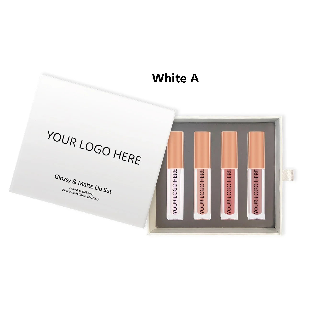 Make Your Own Logo 4 Colors Shiny Lip Gloss&Non-stick Waterproof Long-lasting Matte Lipstick Set for Gift