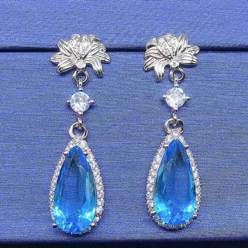CAOSHI Factory Direct Flower Shaped Wedding Tear Drop Earrings Women Shiny Crystal Pear Cut Rhinestone Bridal Jewelry Earrings
